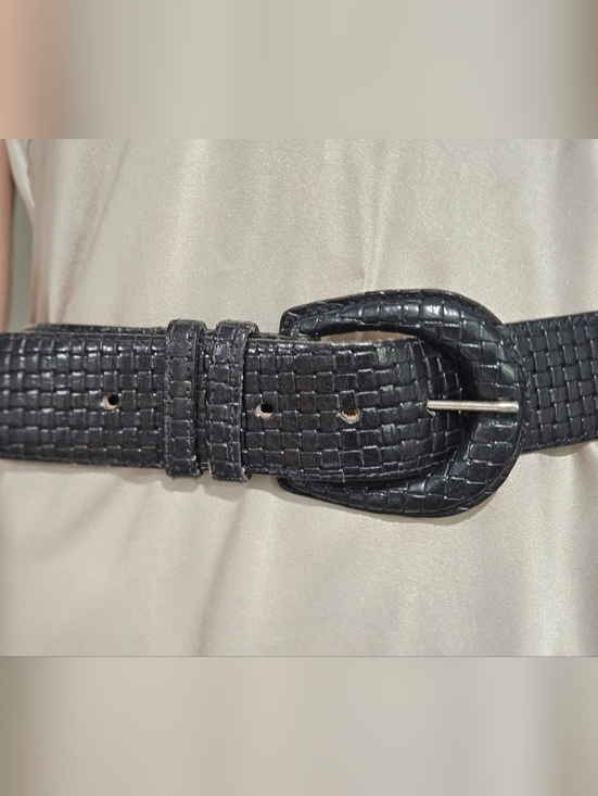 Ports International Italian Leather Belt – Black Embossed Statement Belt.Medium main image 14
